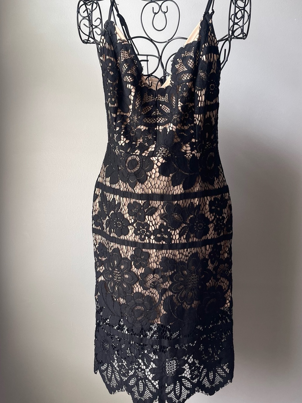 Black Lace Overlay Sheath Dress - with Tag